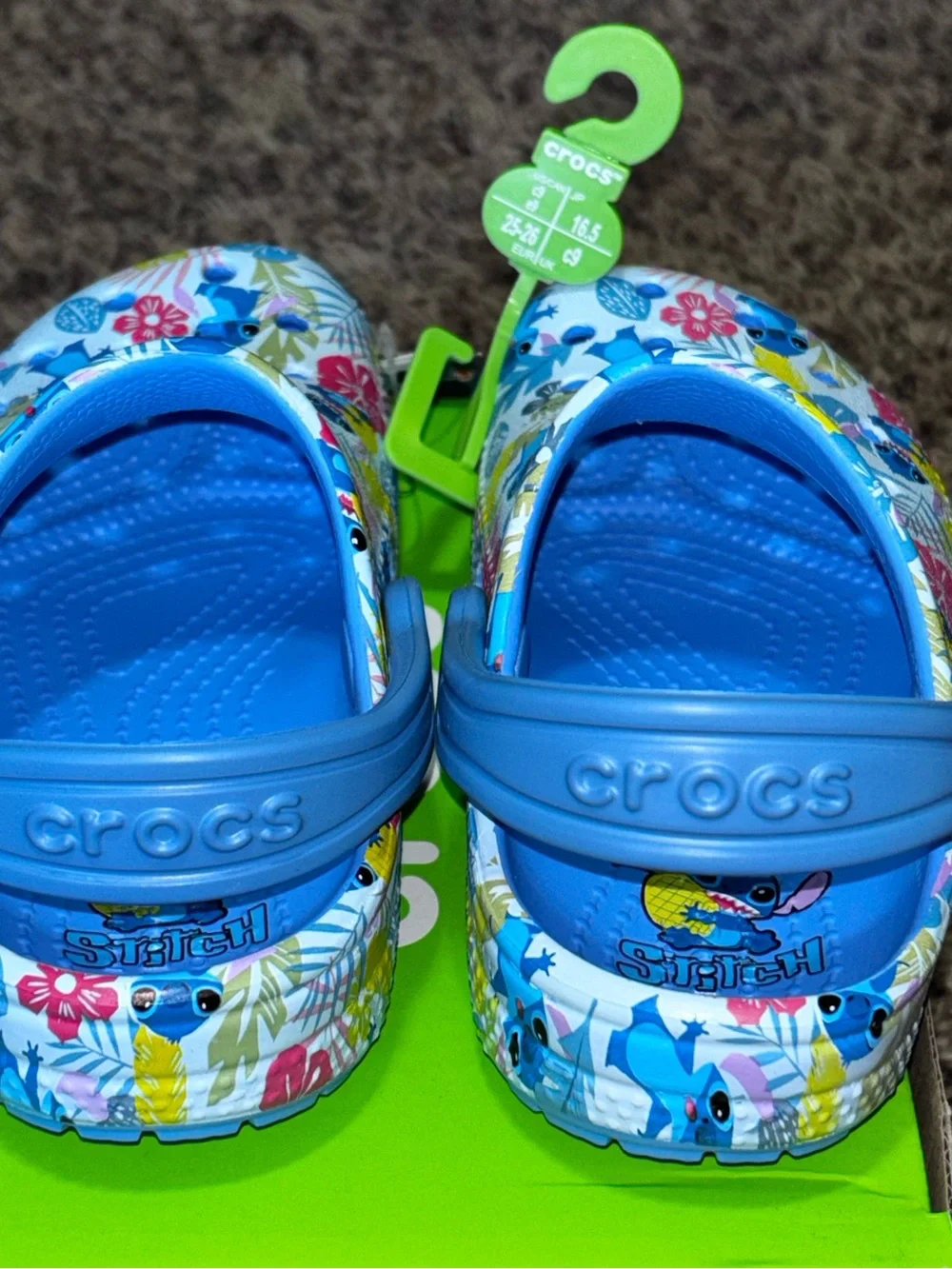 Crocs Kids Classic Clog Disney Stitch Floral Print Blue Size C9 209471-4TB